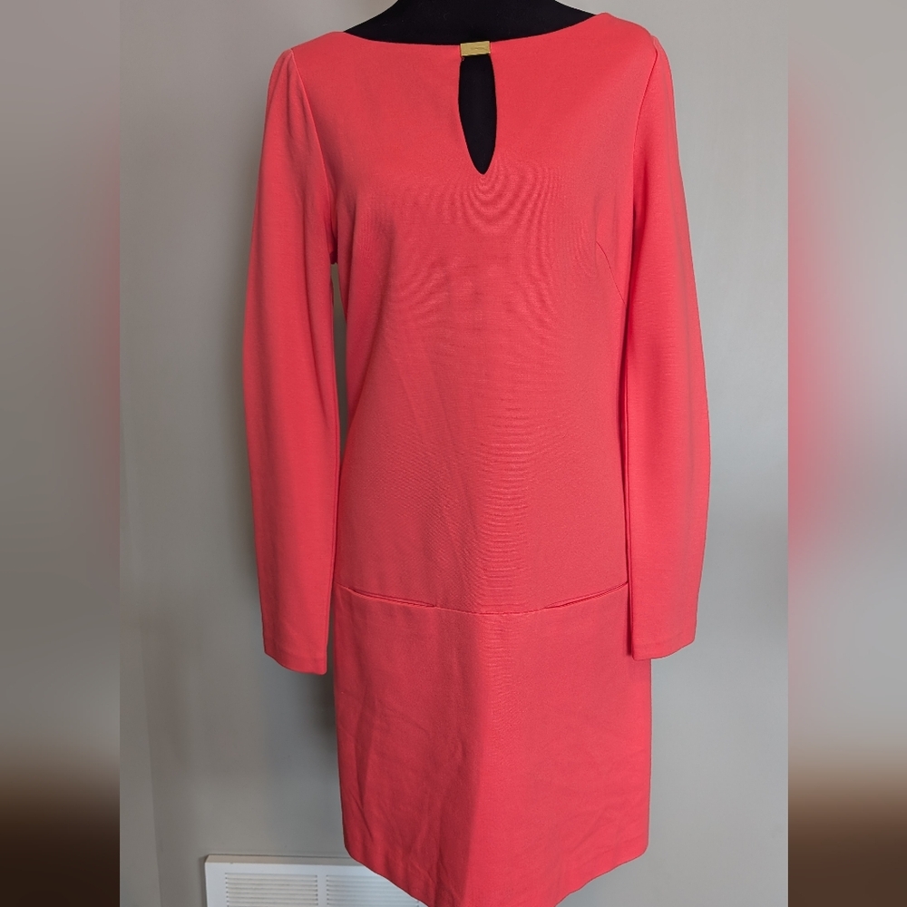 Trina Turk Knit Coral Long Sleeve Dress